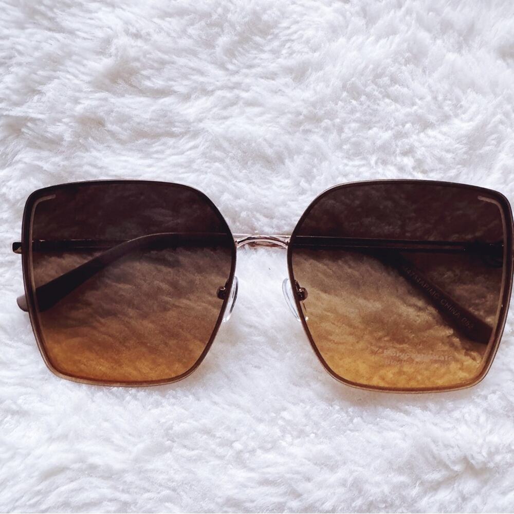 Monica Clear Brown Geometric Sunglasses